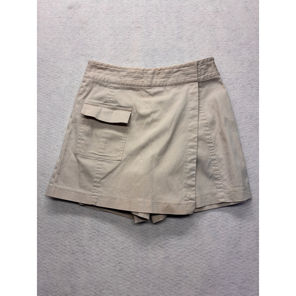 Vintage Mountain Lake Utility Skort Skirt Safari Wrap Front Cargo Pocket 6 Beige